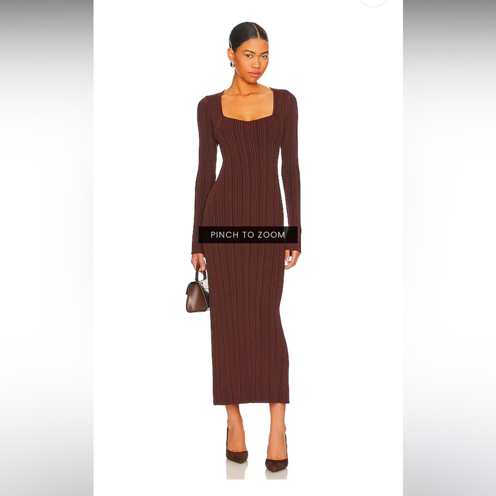 PISTOLA Brigitte Open Neckline Dress in Cocoa Noir Large - Picture 3 of 6
